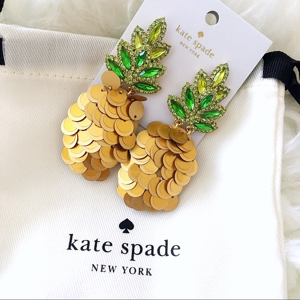 Kate Spade Pineapple Sequined Drop Earrings - Picture 1 of 7